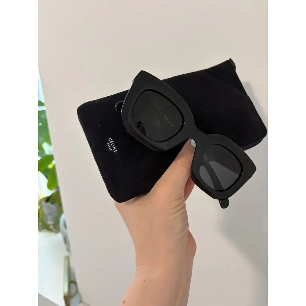 Celine Black Square Cat Eye Sunglasses with Case